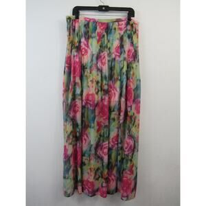 I Jeans By Buffalo Size 14 Pink Floral Maxi SKirt Watercolor Abstract Colorful